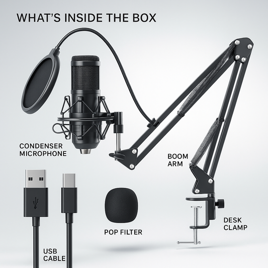 Limited Pre-Order : TUNEARC Pro Creator Kit – USB Condenser Mic + Boom Arm (Ships Oct 2025)