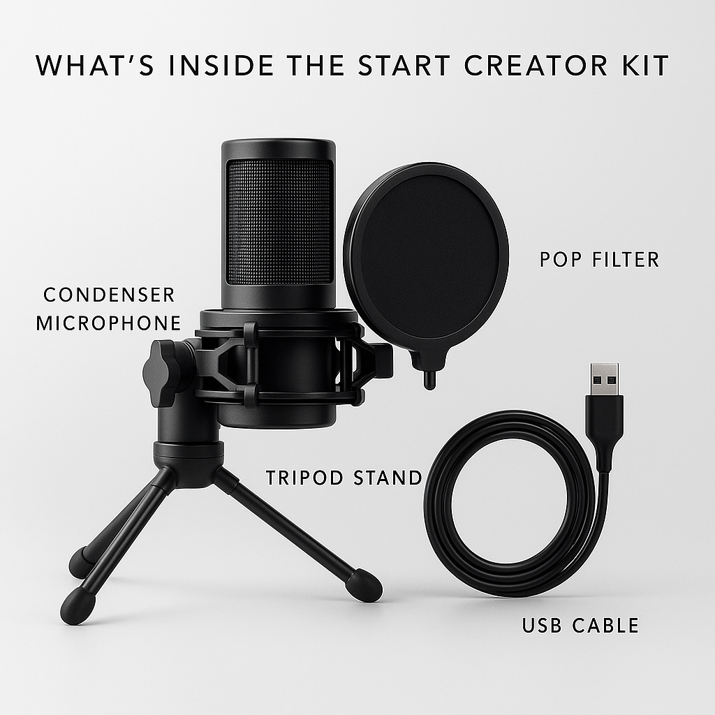 Limited Pre-Order: TUNEARC Start Creator Kit – USB Condenser Mic (Ships Oct 2025)